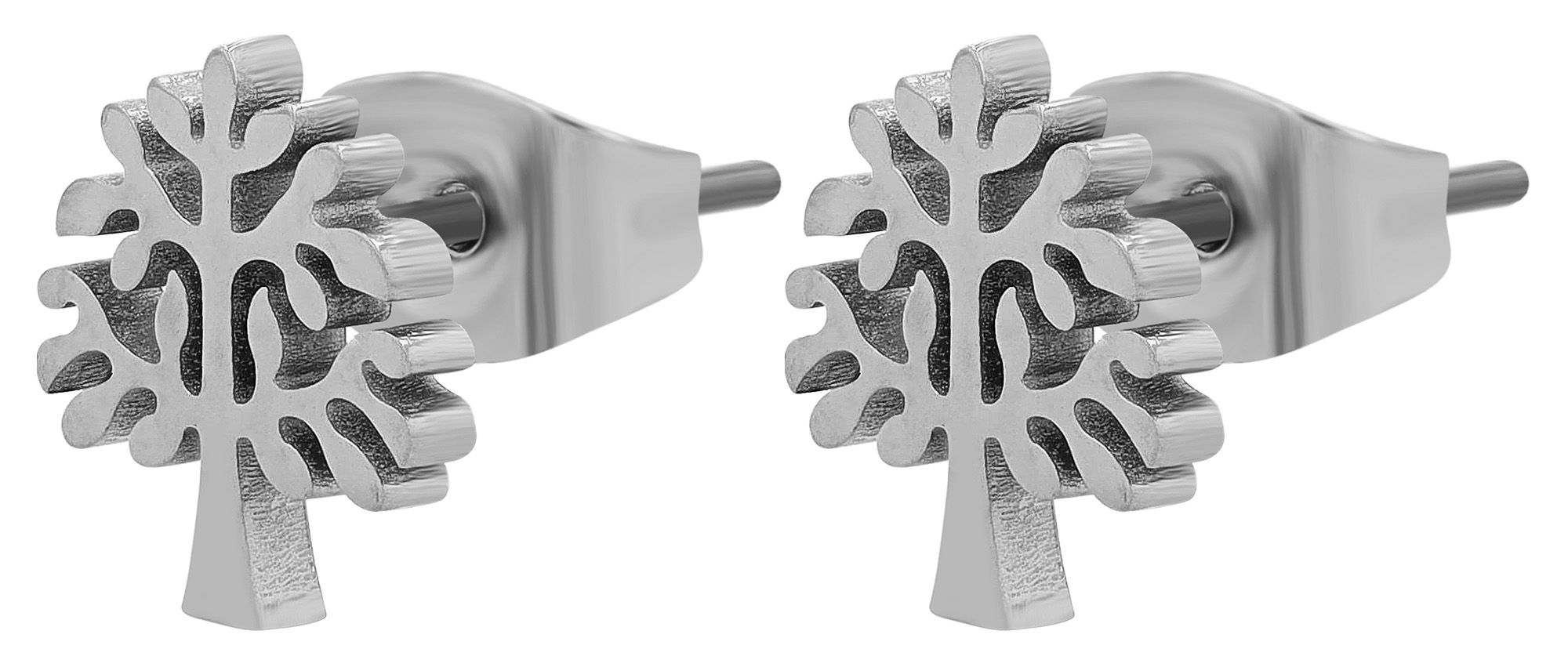 Akzent Lebensbaum-Ohrstecker "Vale" aus Edelstahl, silberfarben