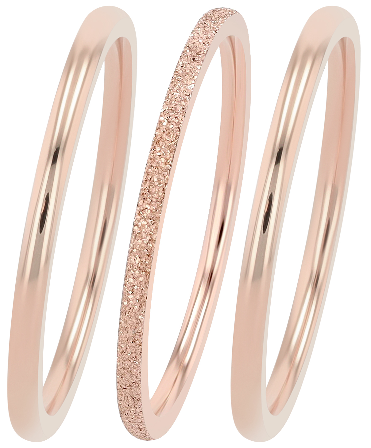 "Rijana" Damenringe, 3 tlg., Edelstahl, roségoldfarben, Gr. 58