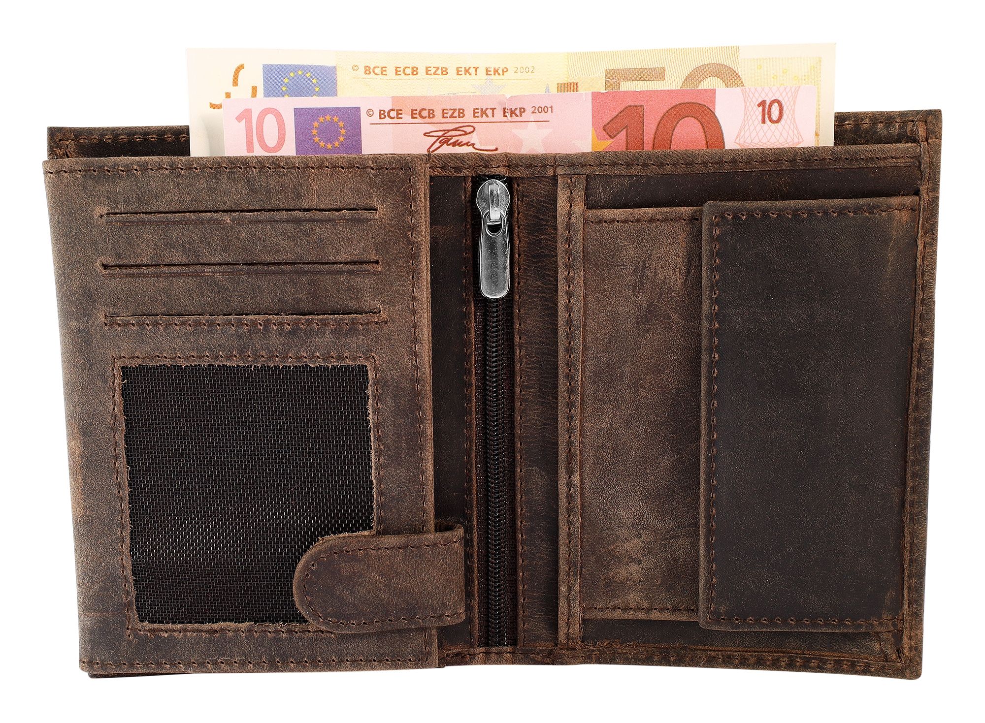 "Valerio" Leonardo Verrelli Echt Leder Geldbörse Mit RFID-Schutz, Hochformat, dunkelbraun