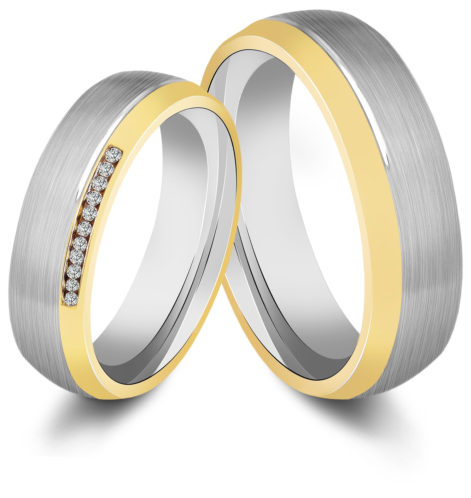 "Heart's Duo" Herren-Partnerring Gr 56 aus Edelstahl, bicolor (silberfarben/ goldfarben)