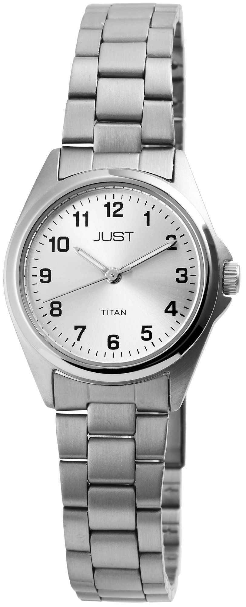 Just Damenarmbanduhr aus Titan, 5 Bar, silberfarbenes ZB