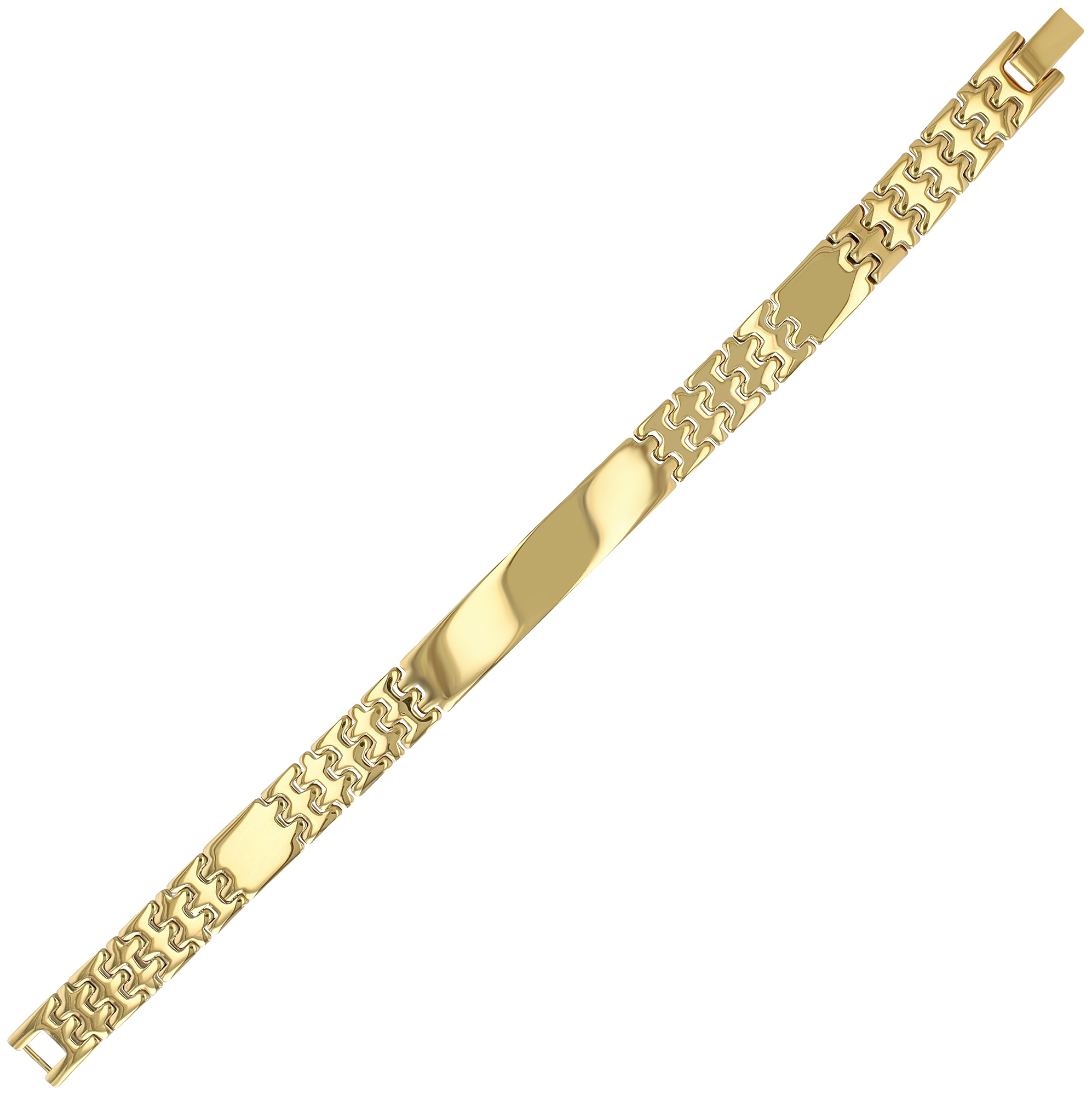 "Rasa", Akzent Gliederarmband, Edelstahl, Gravurplatte, goldfarben, 20 cm