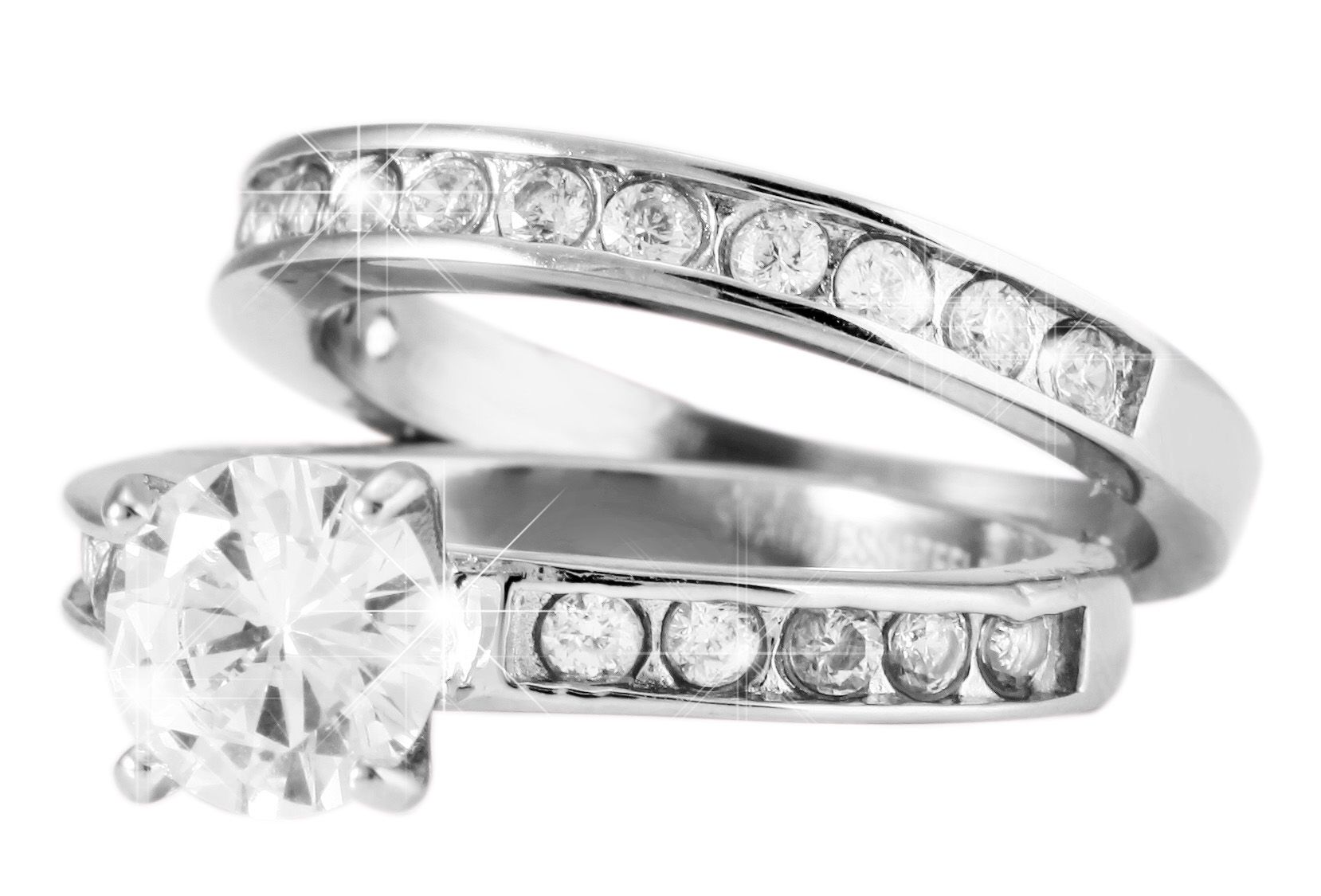 Akzent Damenring aus Edelstahl mit Zirkonia, silberfarben, Gr. 54