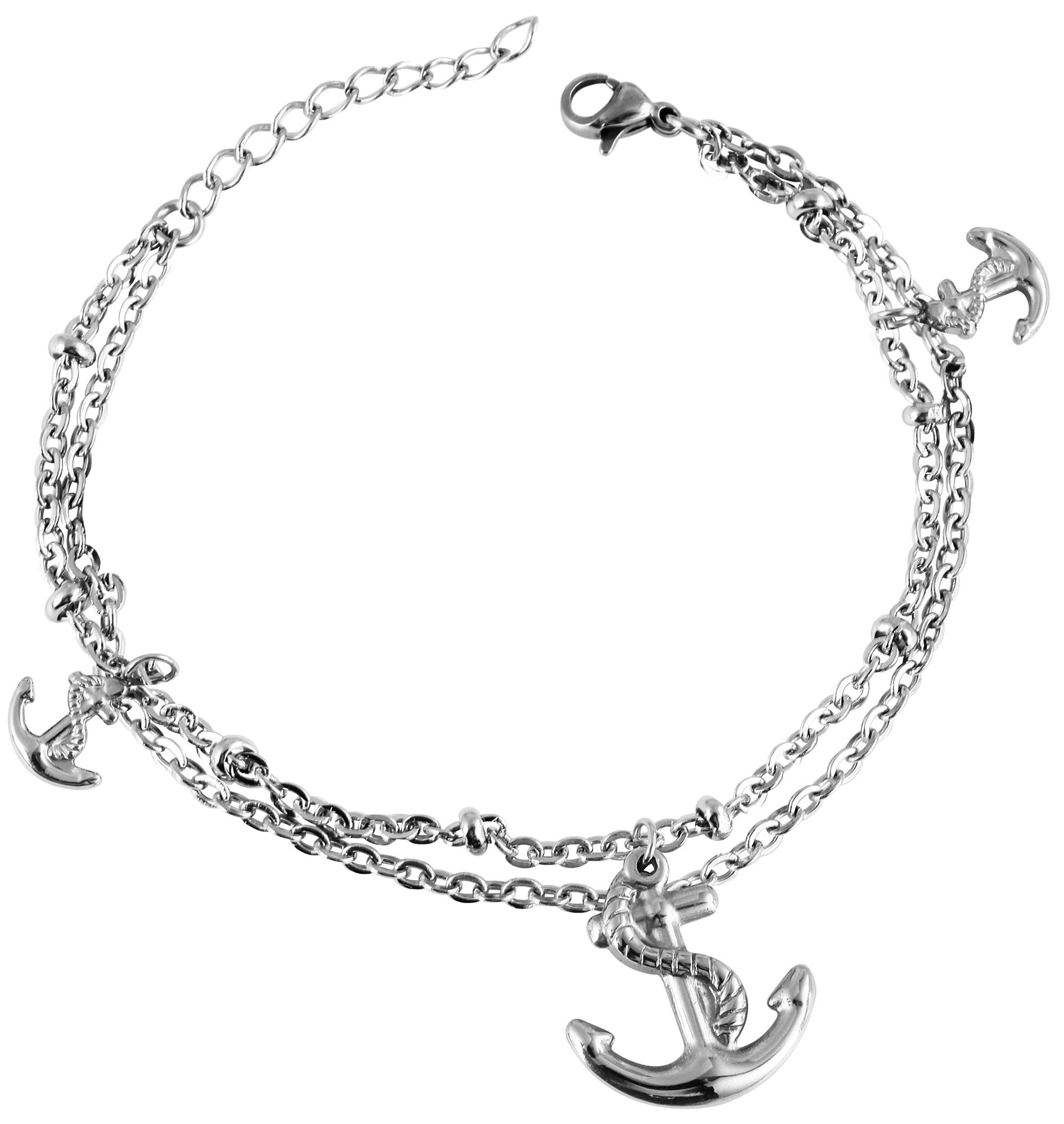 Akzent Armband aus Edelstahl, Anker, silberfarben