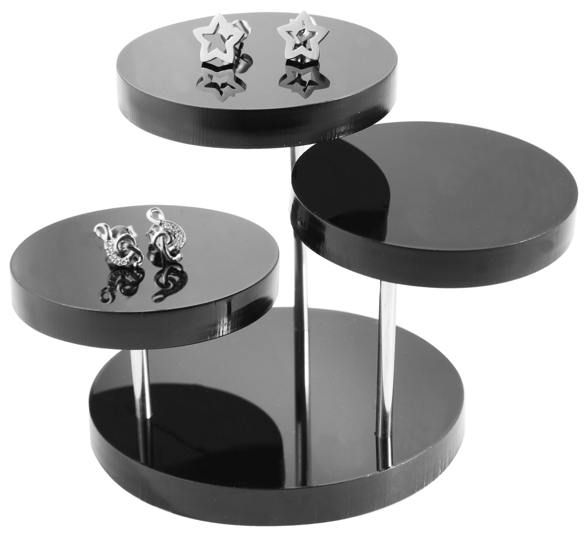 Schmuckdisplay, Kunststoff, schwarz, dreistufig, 7 cm x 7 cm