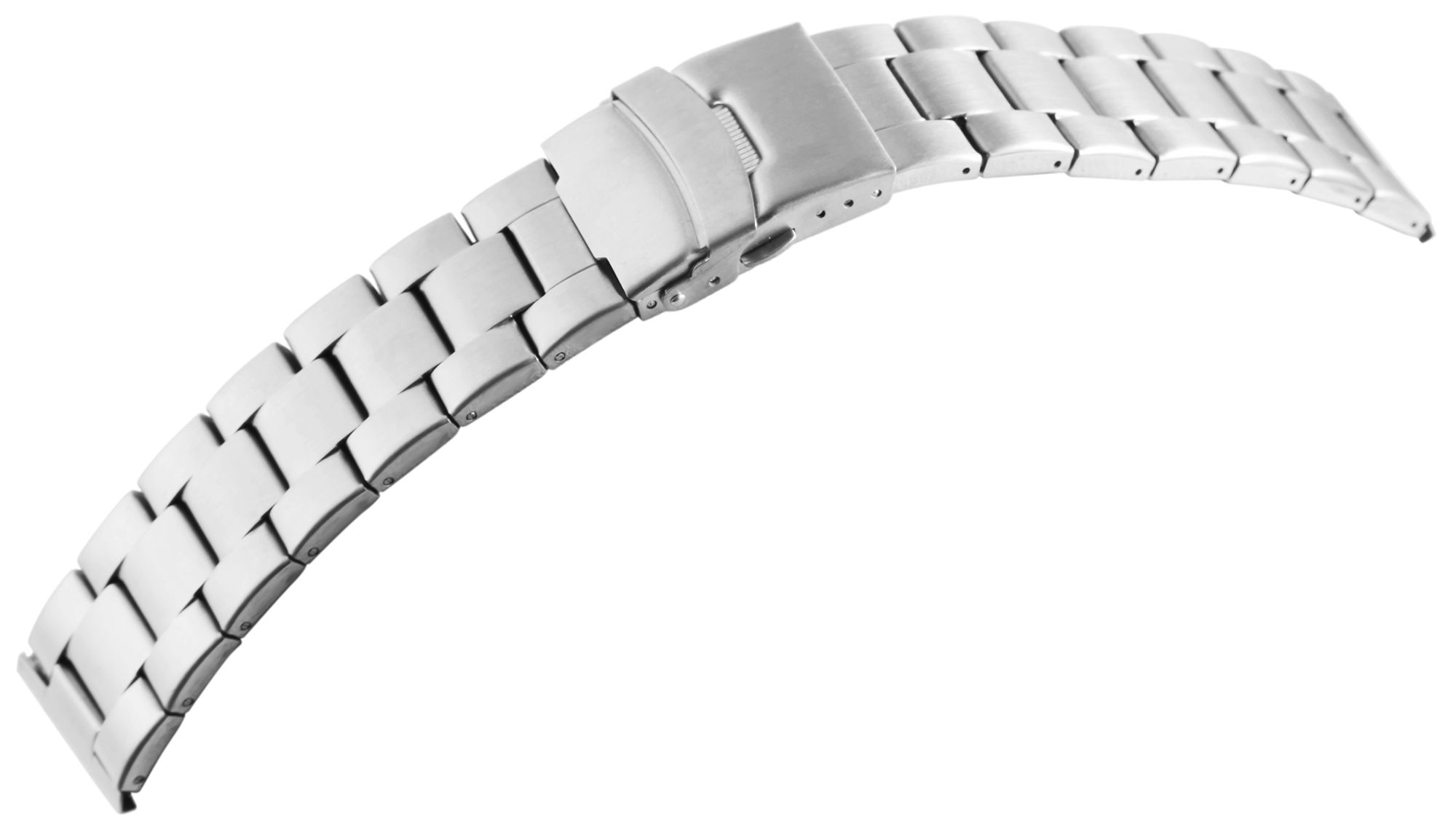 Edelstahl-Uhrenarmband, silberfarben, mattiert, 24 mm