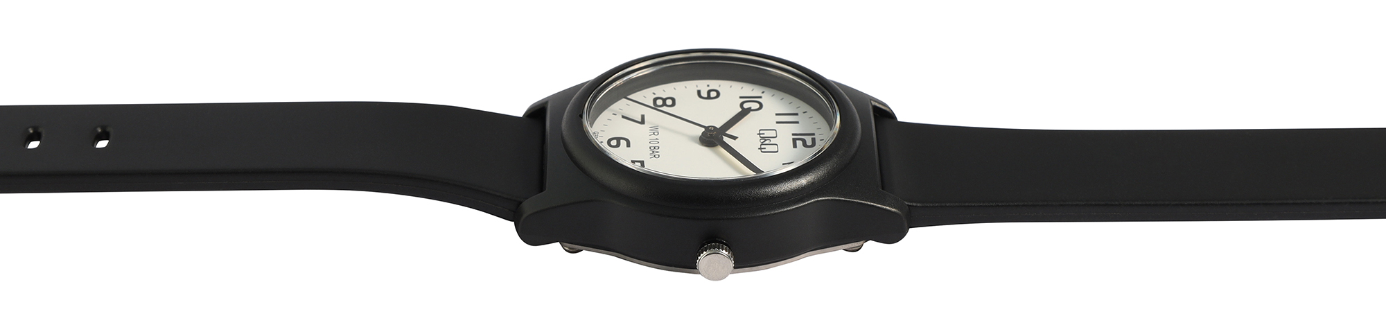 Q&Q Jugenduhr, Silikonarmband, Ø 30 mm, schwarz/ weiß