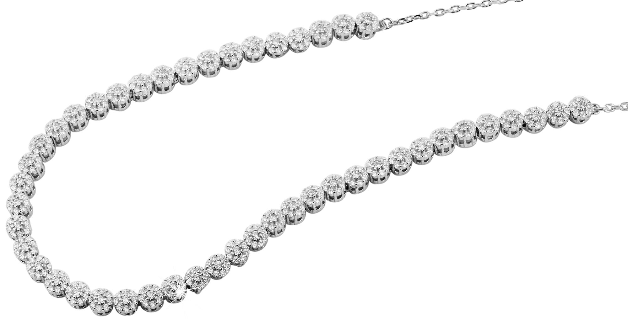 925/- Echt Silber Schmuckset "Dannika" mit Armband(17+3cm), Kette(42+3cm) und Ohrringe, 925/rhodiniert