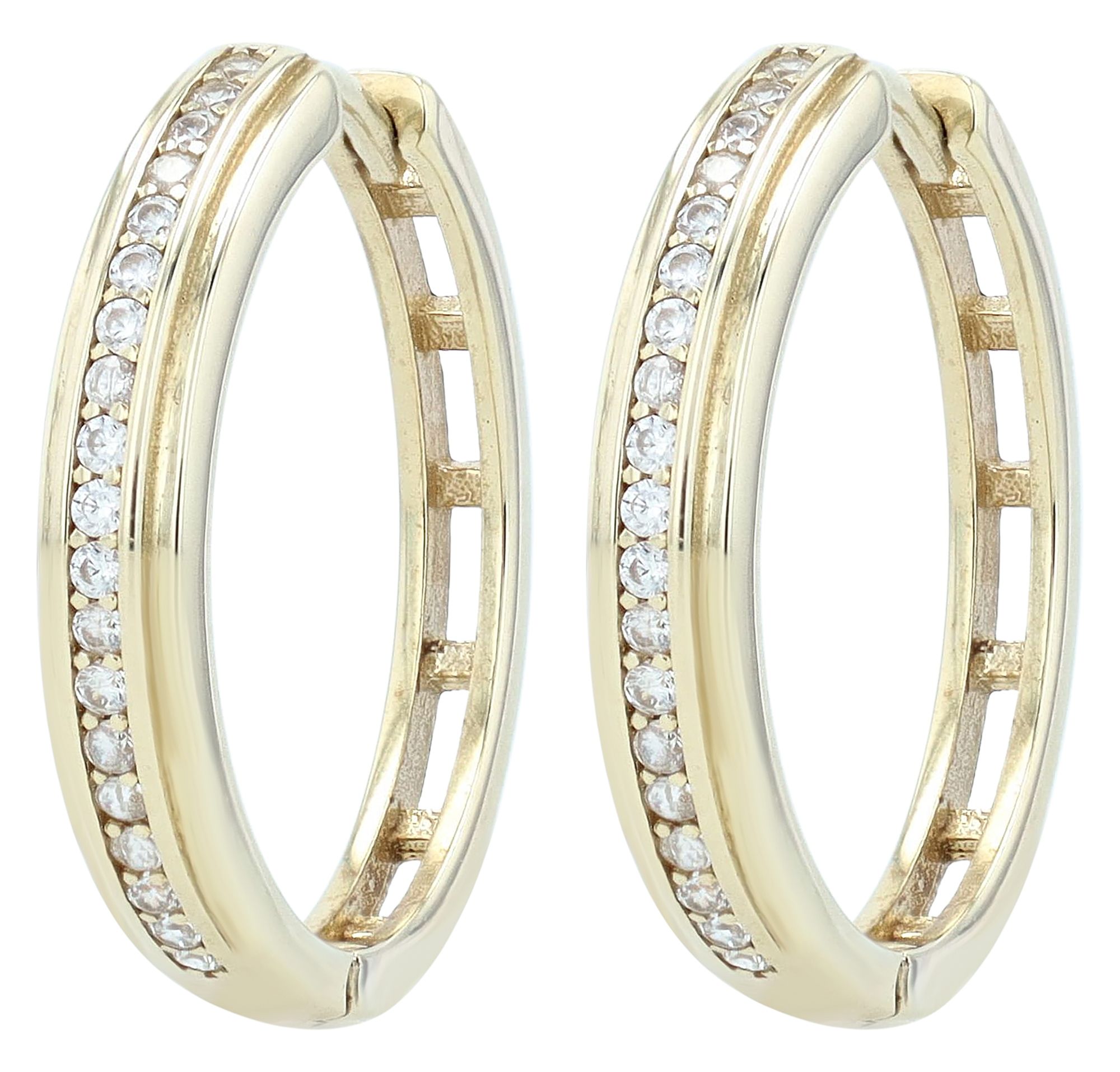 333er Gold Klappcreolen "Solena" mit Zirkonia, Gelbgold