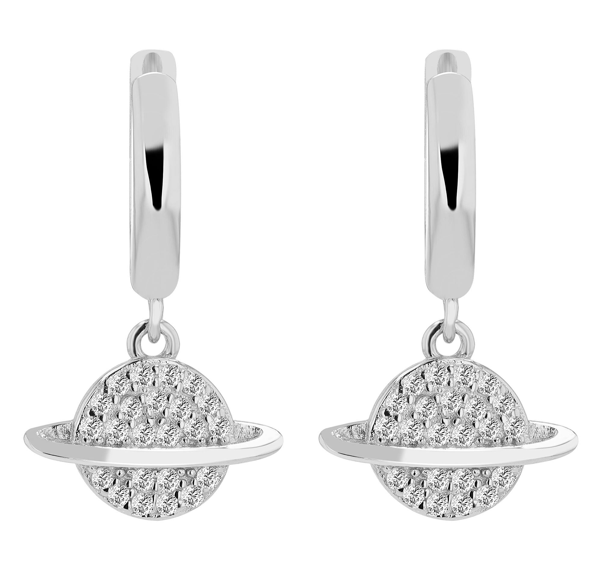 Echt Silber Creolen mit Anhänger "Tiara" mit Zirkonia, rhodiniert