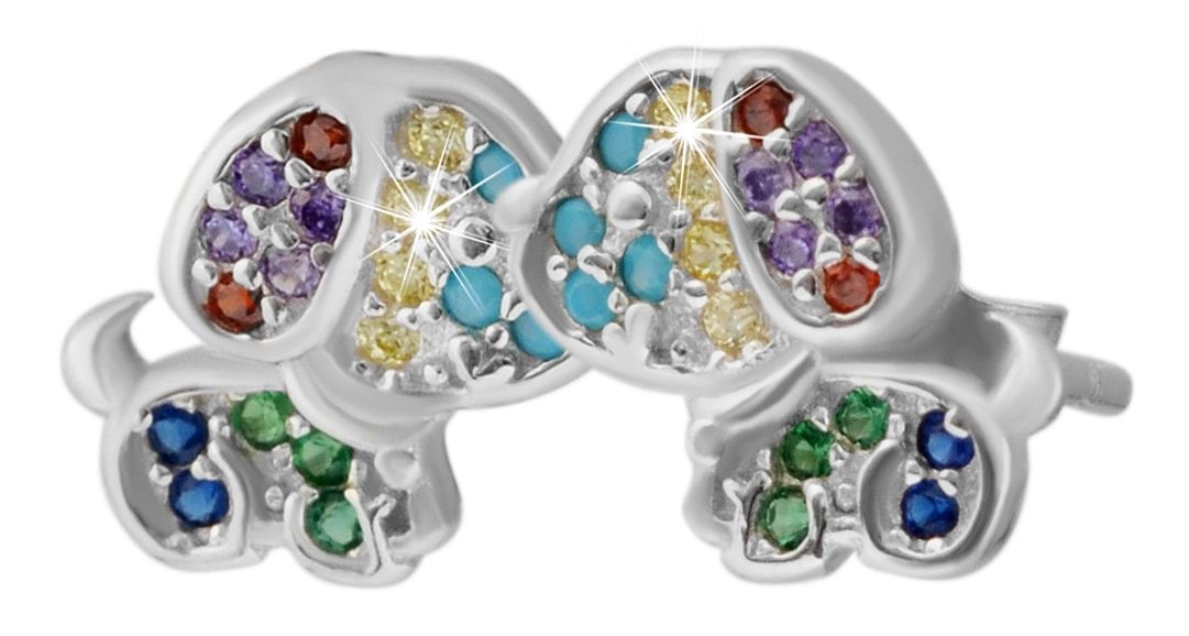 "Joy" 925/- Echt Silber Schmuckset (Ohrstecker & Anhänger), Kinder - Hund, rhodiniert