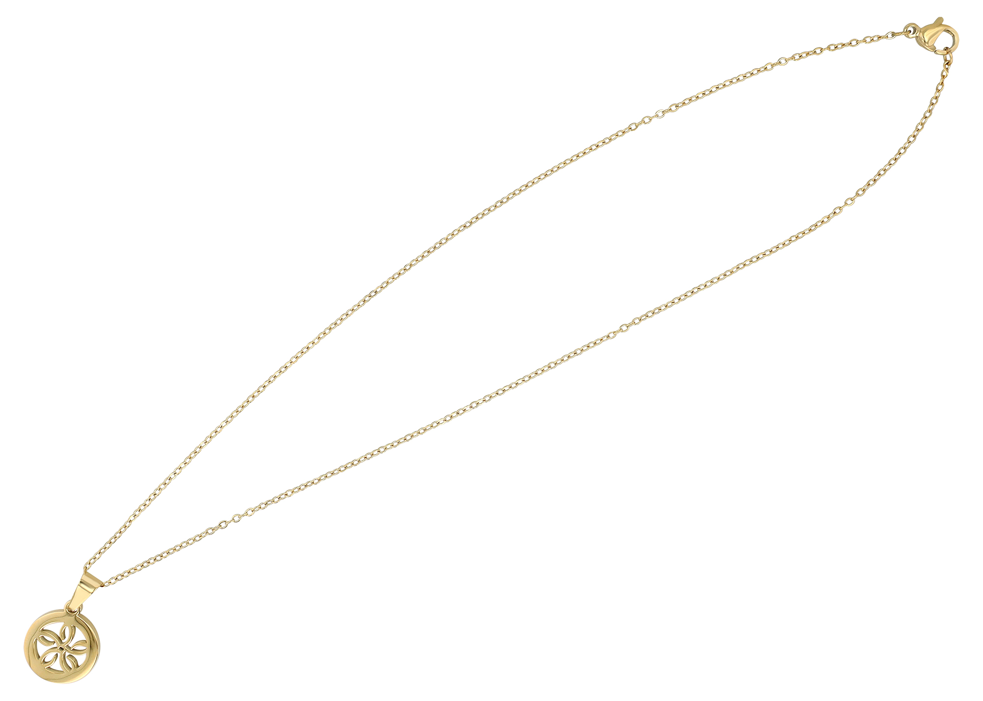 "Kodi" Edelstahl Kette mit Anhänger - Blume, 45 cm, goldfarben