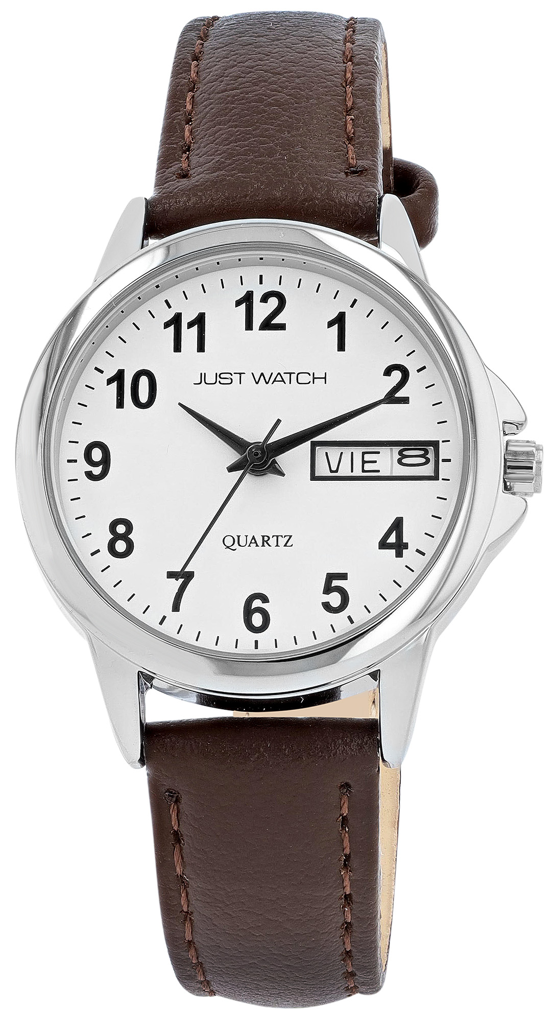 Just Watch "Natalia" Damenuhr Ø 29 mm, Echt Lederband, braun/ silberfarben