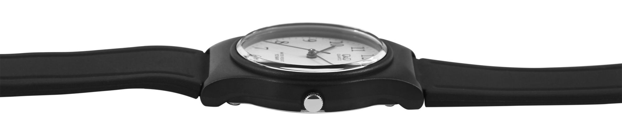 Q&Q Jugenduhr Kunststoffarmband, Ø 33 mm, schwarz/ weiß