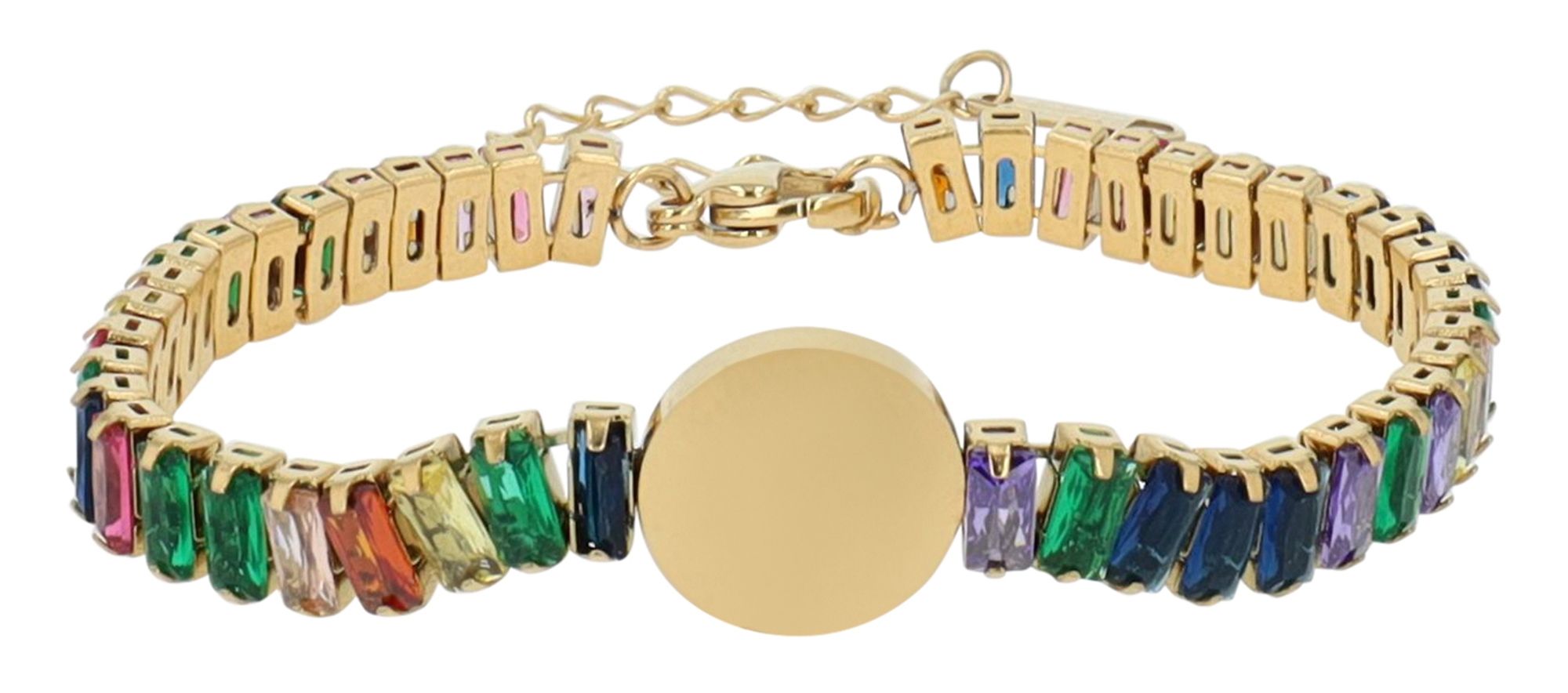 Akzent Armband "Alexa", Edelstahl & Zirkoniasteine, Gravurplatte, silber- oder goldfarben