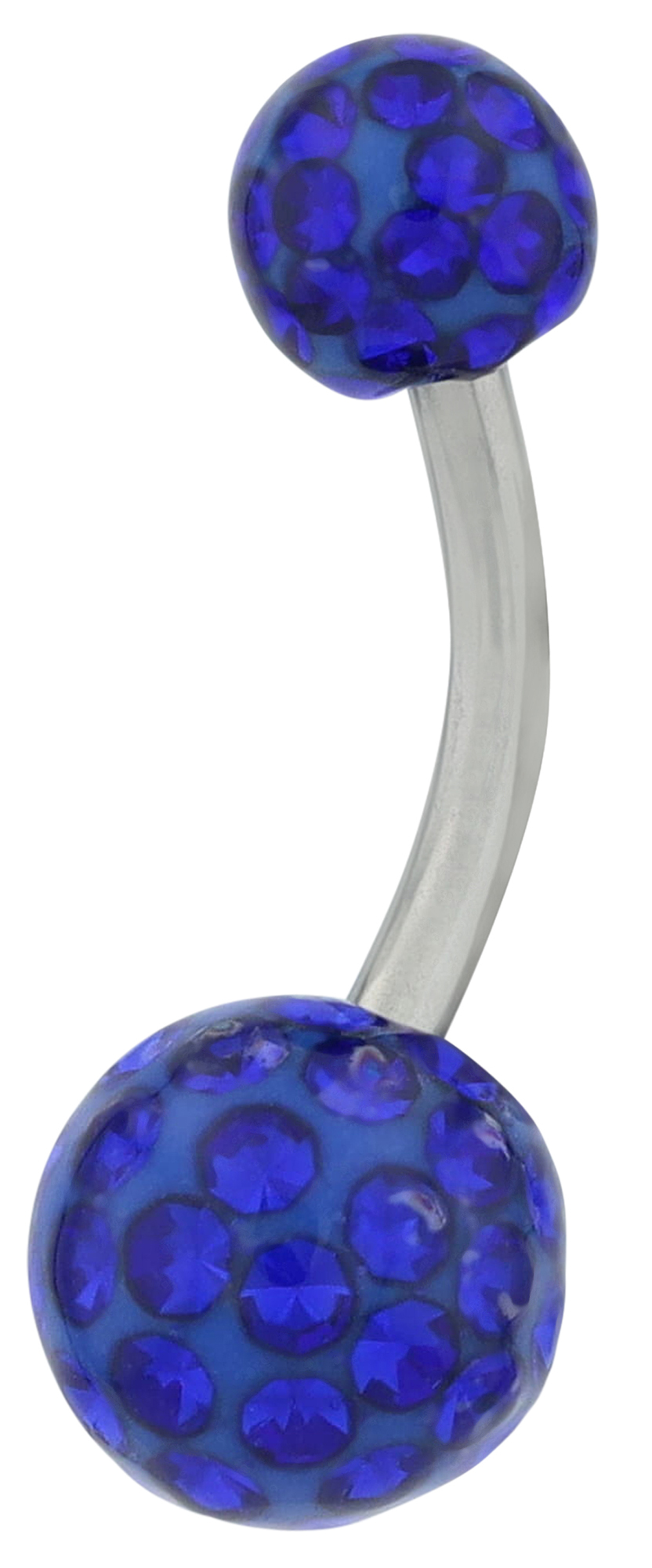 "Alexi" Edelstahl-Bronze Bauchnabelpiercing, Länge 10 mm/Stärke 1,8 mm, Blau