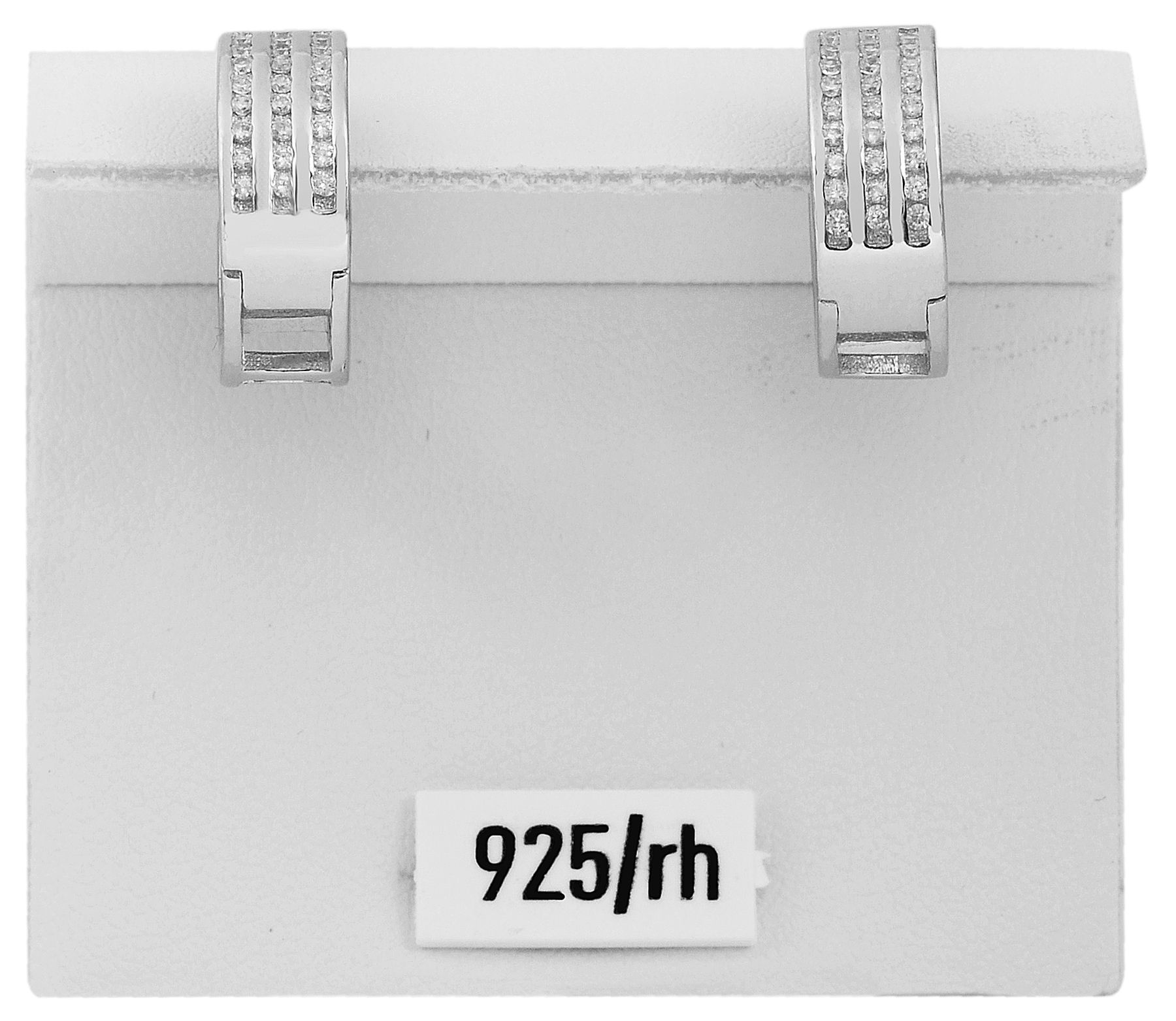 925/- Echt Silber Klapp-Creolen "Karla" mit Zirkoniabesatz, 925/rhodiniert
