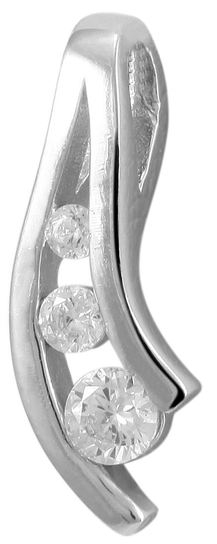 925/- Echt Silber Anhänger ohne Kette "Nialla", Zirkoniabesatz in Zargenfassung, 925/rhodiniert
