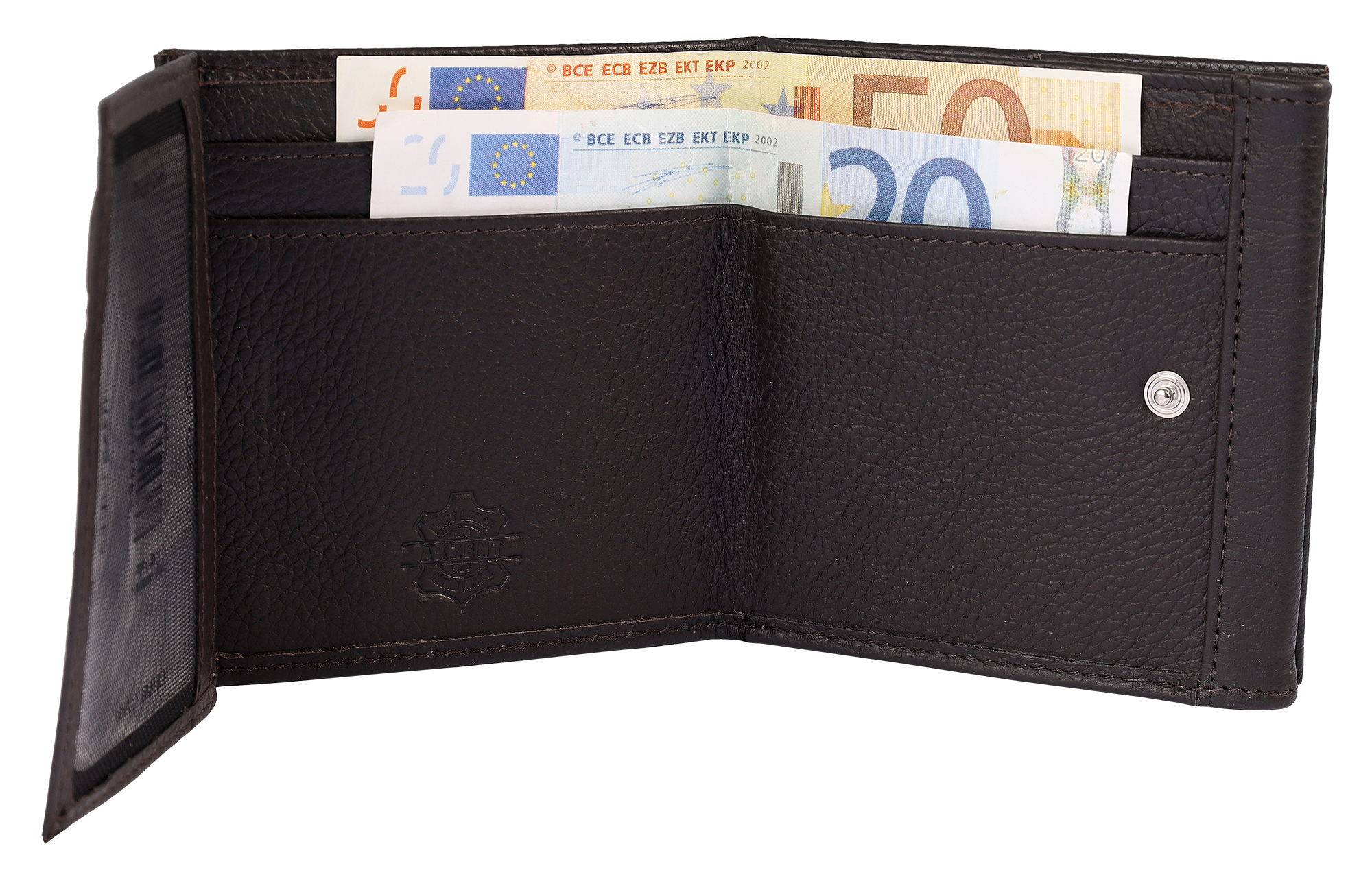 Akzent Echtleder (Nappa) Herren Geldbörse "Wiener Schachtel", RFID, dunkelbraun