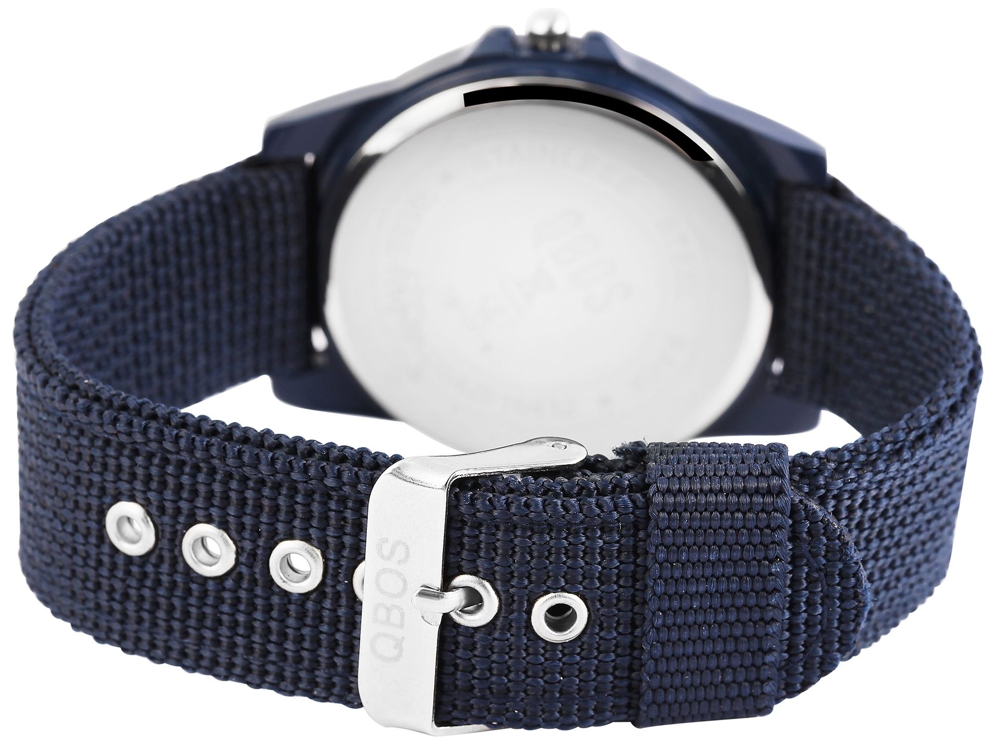 QBOS Herrenuhr mit Textilarmband, blau