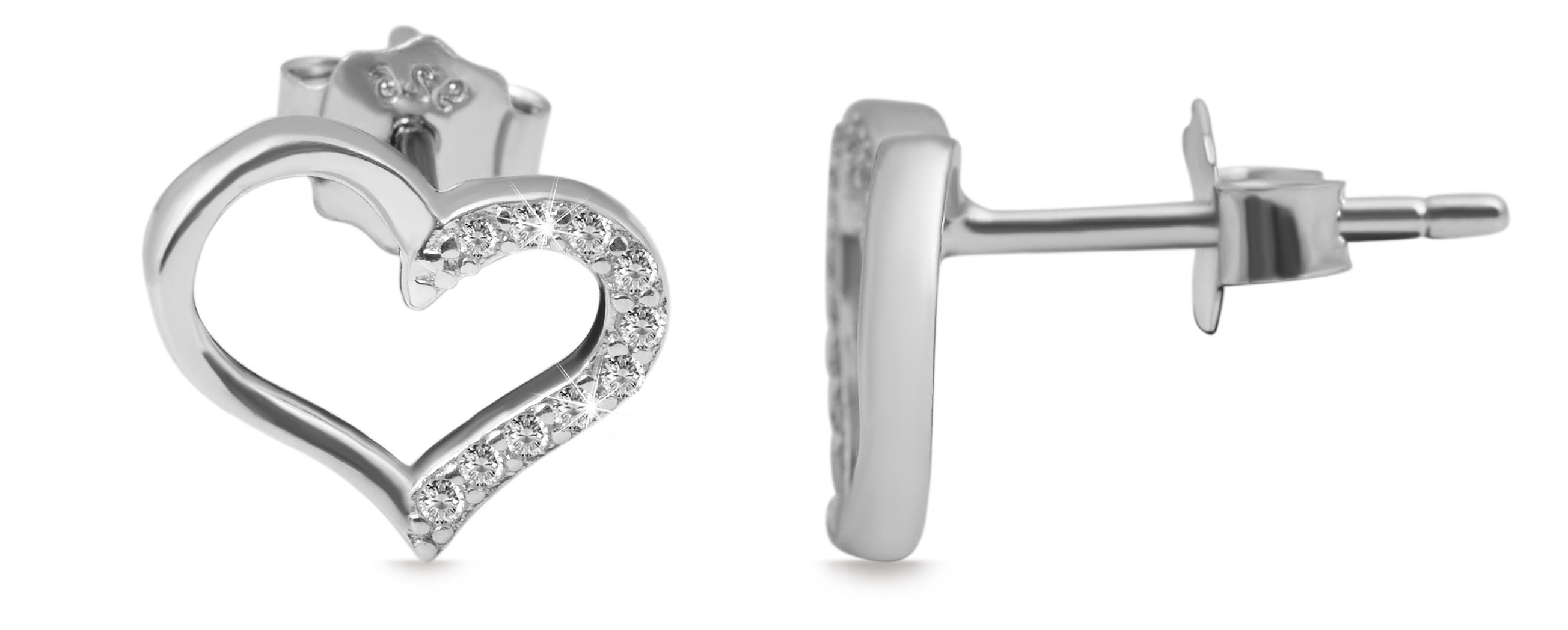 925/- Echt Silber Schmuckset "Kimey" mit Ohrringen und Anhänger, 925/rhodiniert
