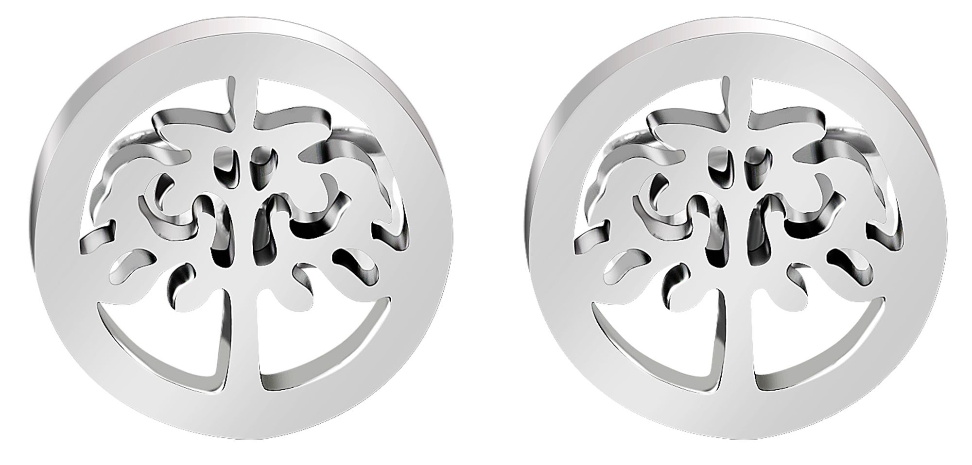 Akzent Ohrstecker aus Edelstahl, Lebensbaum, silberfarben