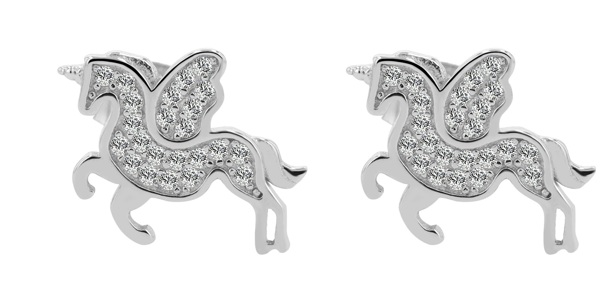 925/- Echt Silber Ohrstecker "Sophi" Einhorn, rhodiniert
