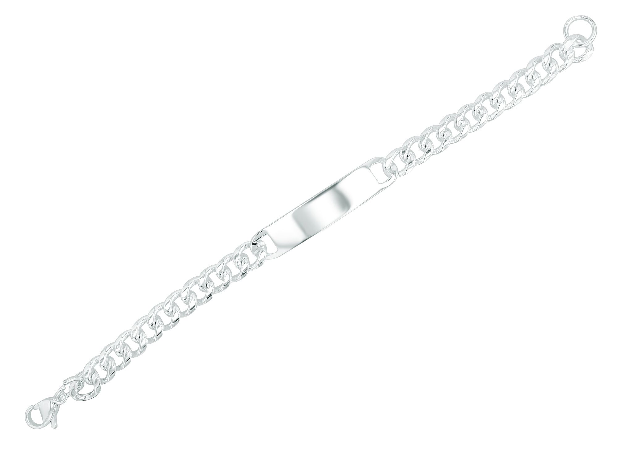 Akzent Panzerarmband "Wren" aus Edelstahl, Gravurplatte, 21 cm, versilbert