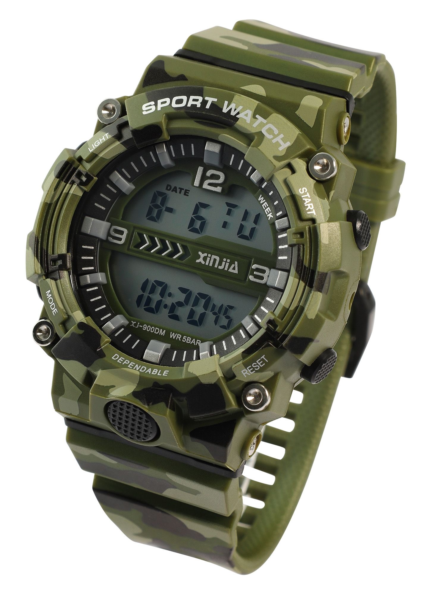 Xinjia Herrenuhr mit TPU-Band, Camouflage grün