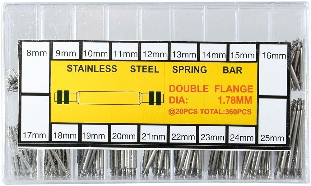 360-teiliges Federsteg-Sortiment (Ø 1,78 mm) - 8 mm bis 25 mm