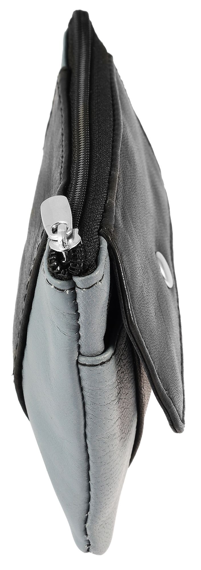 Schlüsselbeutel aus Echtleder von Excellanc, schwarz/ graublau