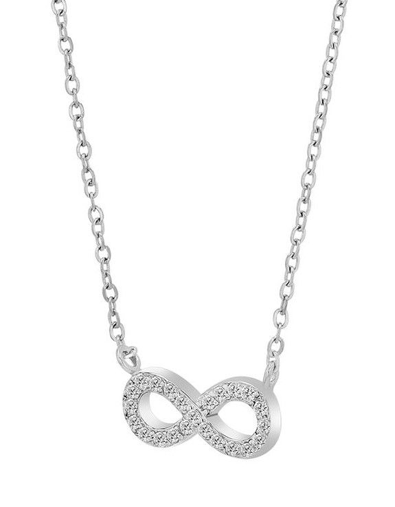 925/- Echt Silber Schmuckset "Zlata", Infinity Ohrstecker & Anhänger, rhodiniert
