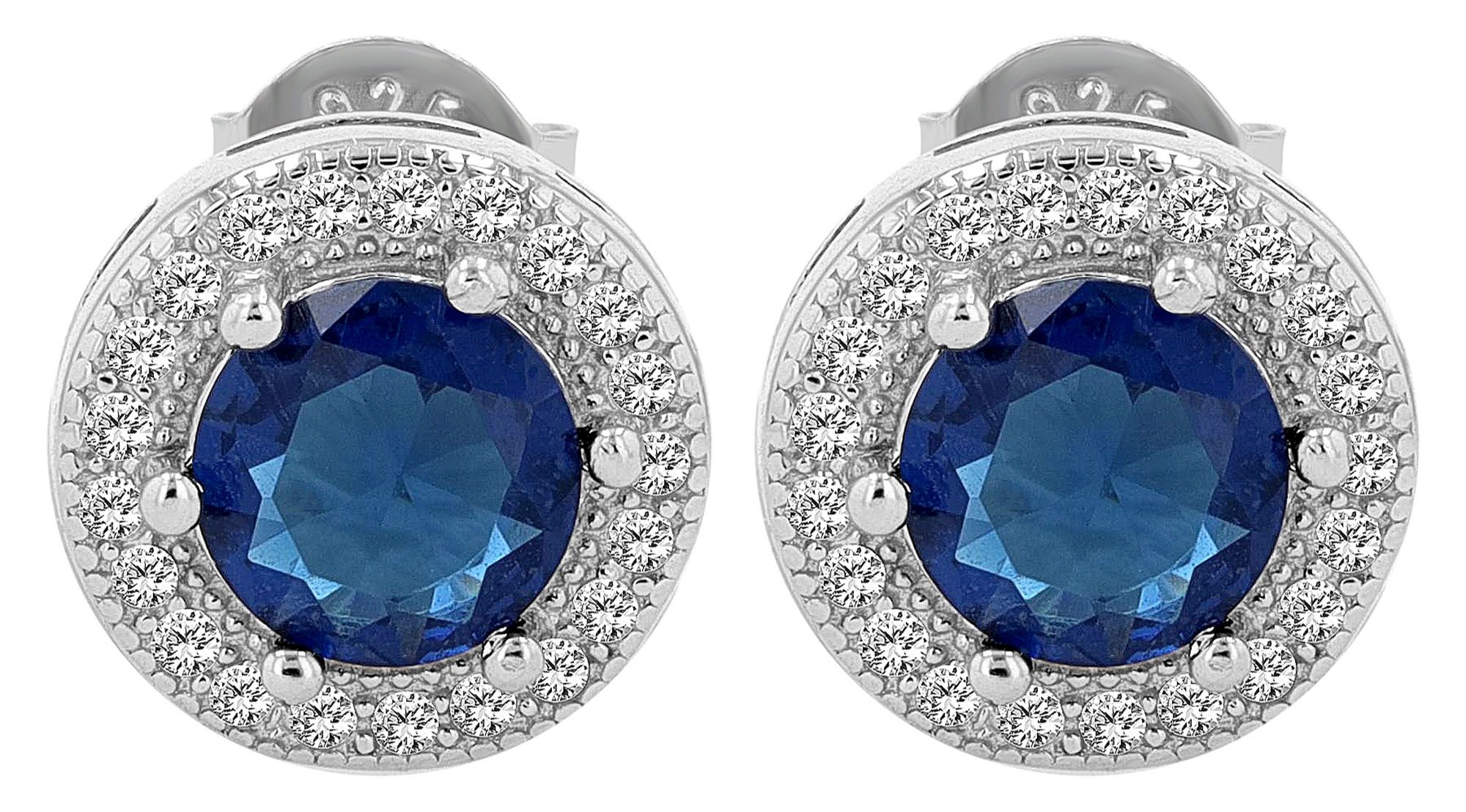"Sunja" 925er Echt Silber Ohrschmuck mit einem blauen Zirkonia Steinen