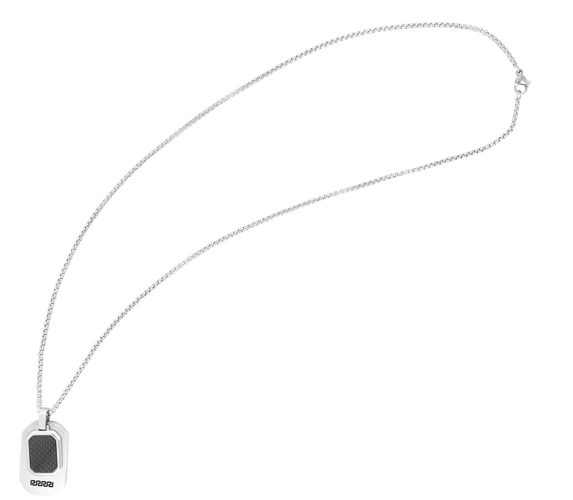 Akzent Halskette mit zwei DogTags, Edelstahl & Carbon, silberfarben