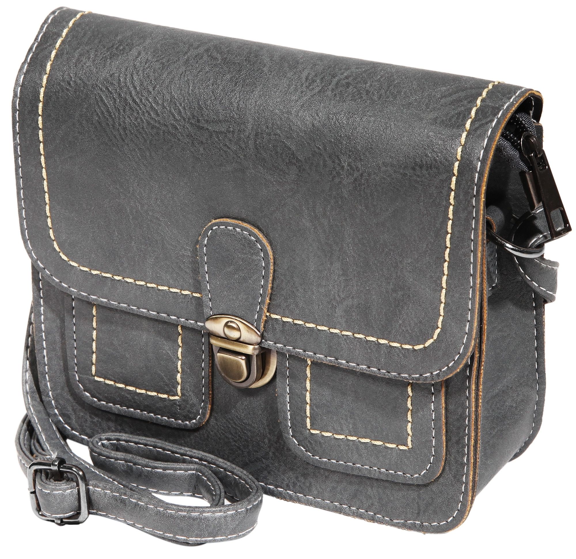 Damen Handtasche aus Lederimitation, grau