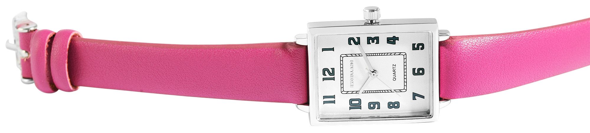 Excellanc Damenuhr mit Lederimitationsarmband, pink/silberfarben