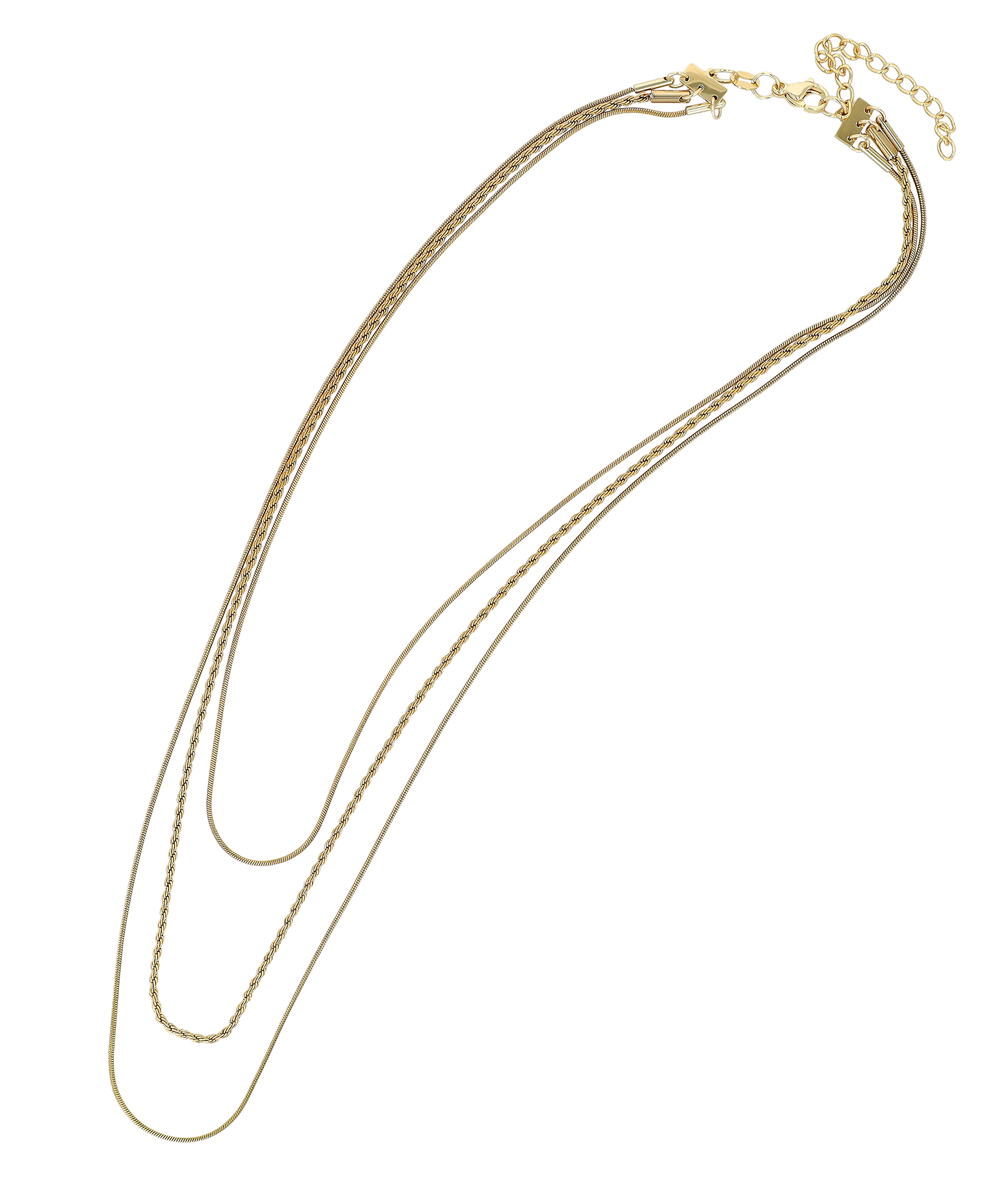 "Nelda" Edelstahl Layering Kette, 40/ 45/ 50 + 5 cm, goldfarben