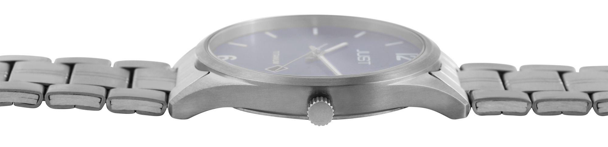 Just Herrenuhr mit Gliederarmband, Titan, 5 ATM, blaues ZB