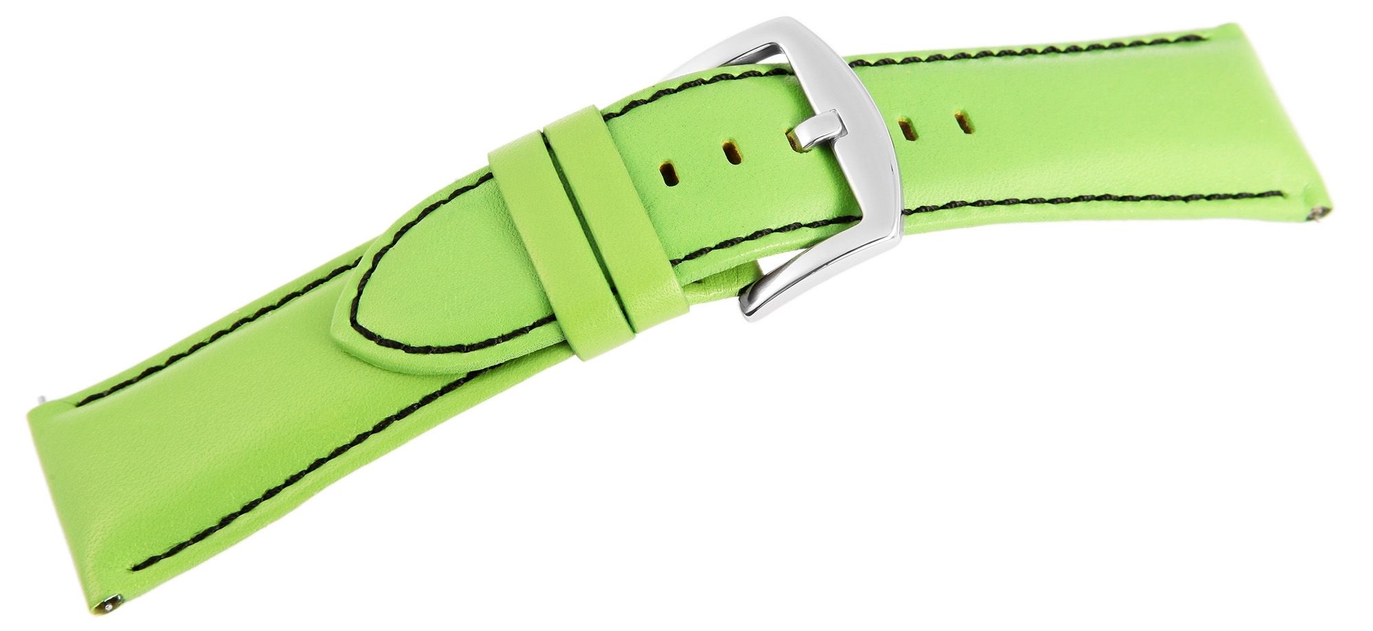 Echtleder-Uhrenarmband, hellgrün, schwarze Naht, 26 mm