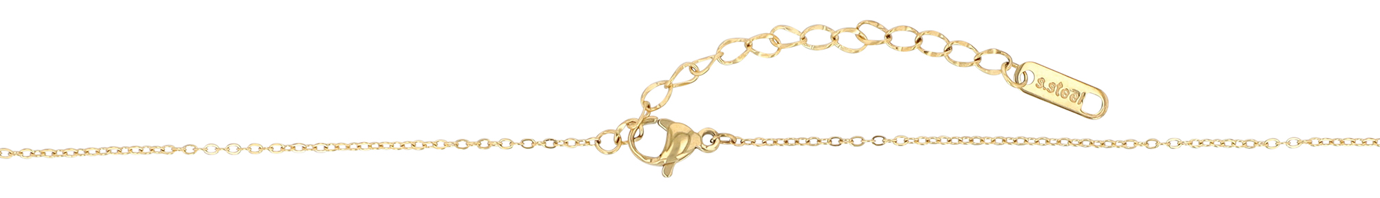 "Caitlin" Edelstahl Kette (41+5 cm) mit Anhänger - Kreuz/ Gravurplättchen, goldfarben