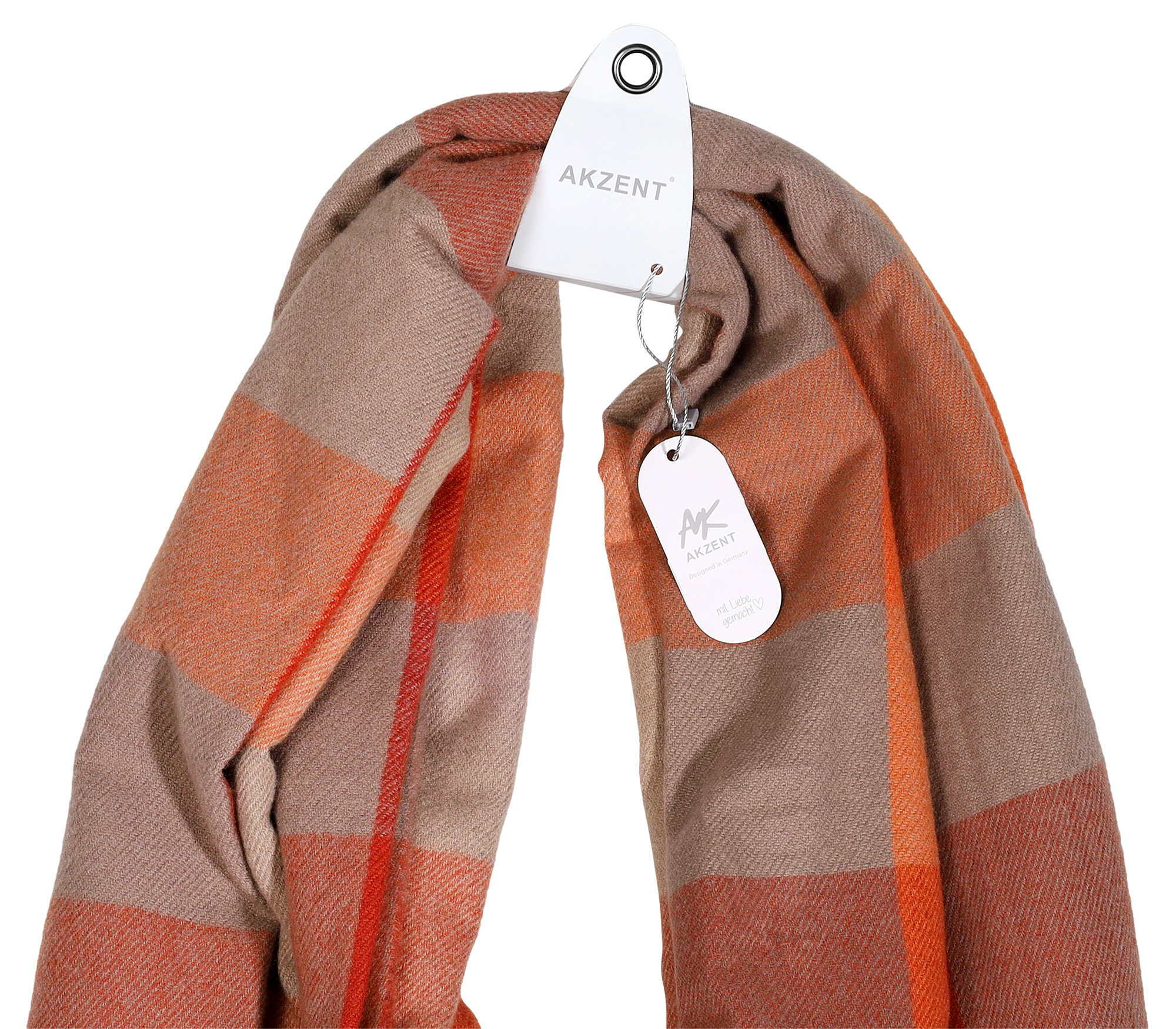 Winterschal Karo-Muster, mehrfarbig (orange/ braun), 100% Viskose, VE 4