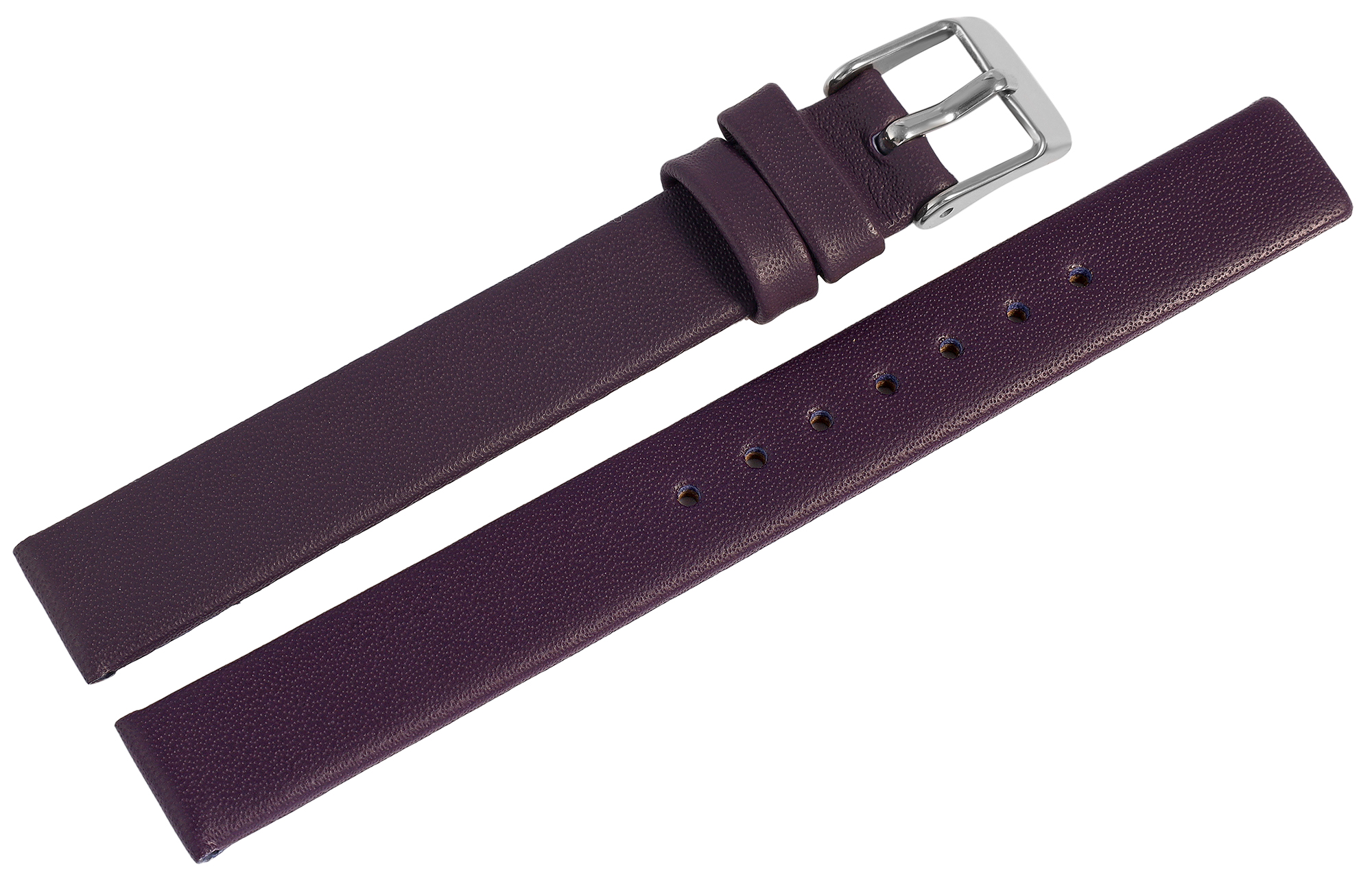 Echtleder-Uhrenarmband, nahtlos, lila, 12 mm
