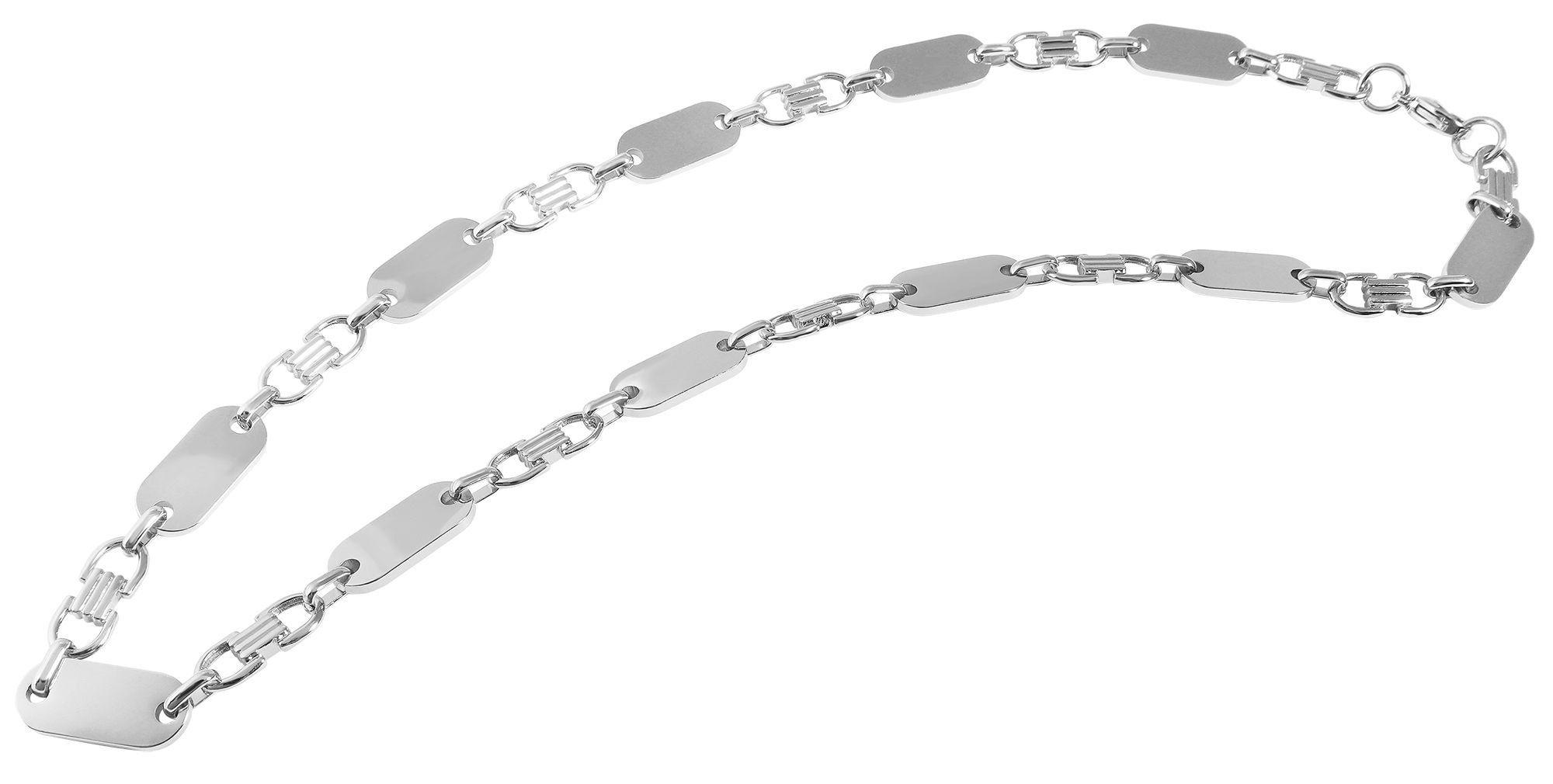 "Reto", Edelstahl Plattenkette, silberfarben, 55 cm/ 10 mm