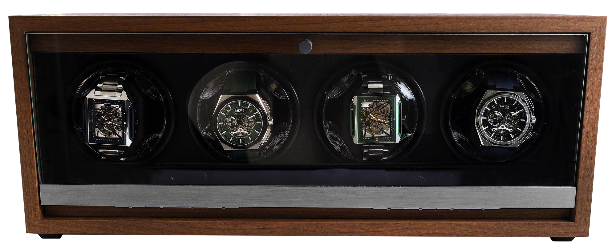 Automatischer Uhrenbeweger für 4 Uhren, LED, USB-DC (Holzoptik)