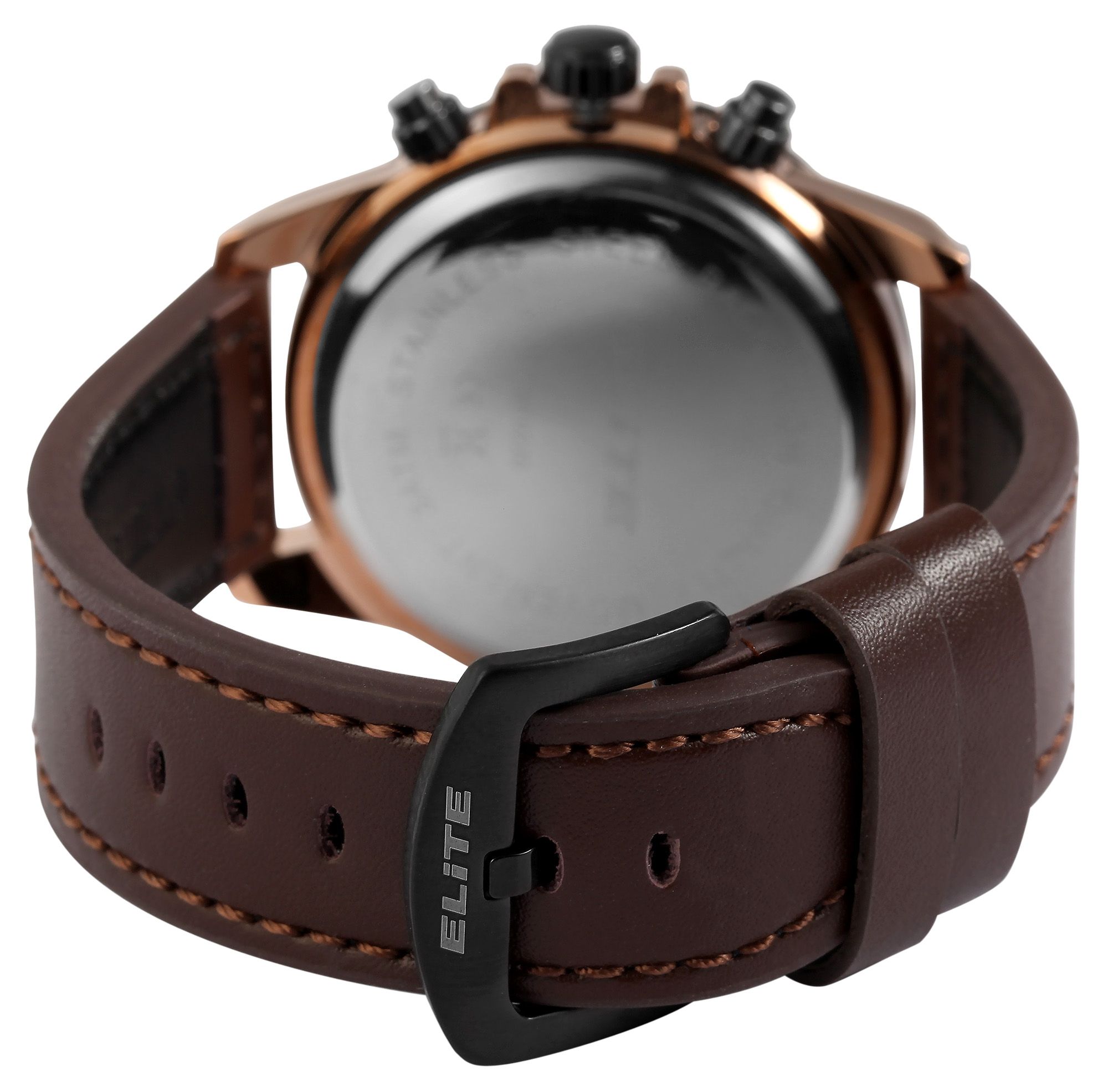 ELITE Herrenchronograph mit Echtlederband, braun