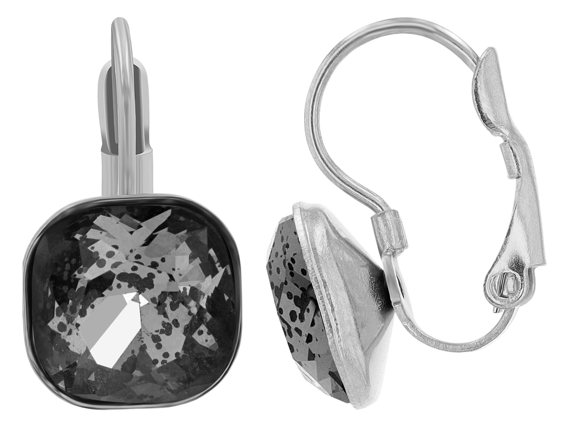 "Lia" - Schmuckset, Kette (45cm) mit Anhänger und Ohrhänger, Edelstahl, Silber + Anthrazit