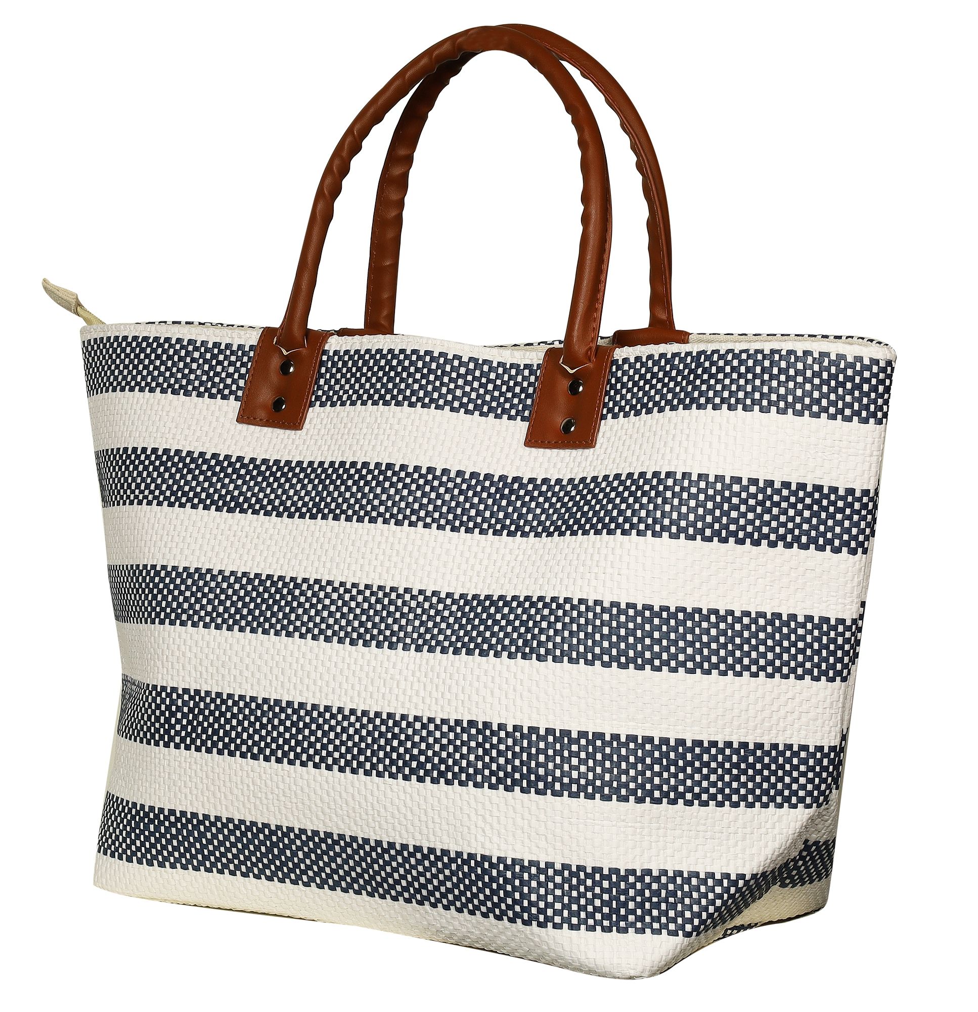 Damentasche/Strandtasche aus Stroh, gestreiftes Design