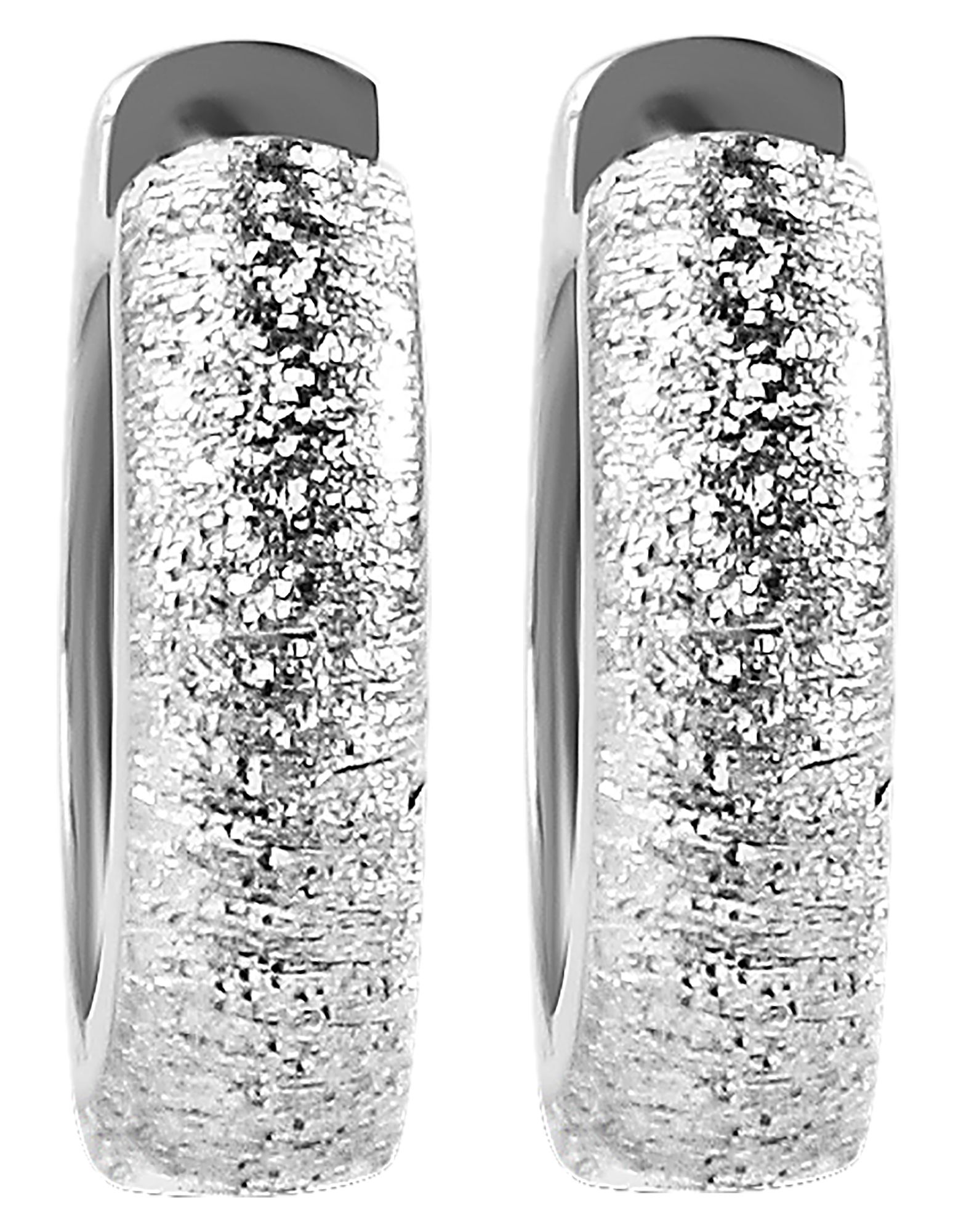 925/- Echt Silber Klapp-Creolen "Alondra", Diamantschliff, 925/rhodiniert