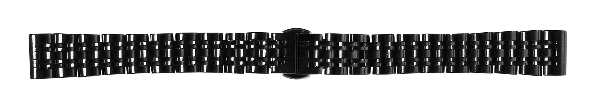 Uhrenarmband aus Edelstahl mit Butterflyschließe, schwarz, 14 mm
