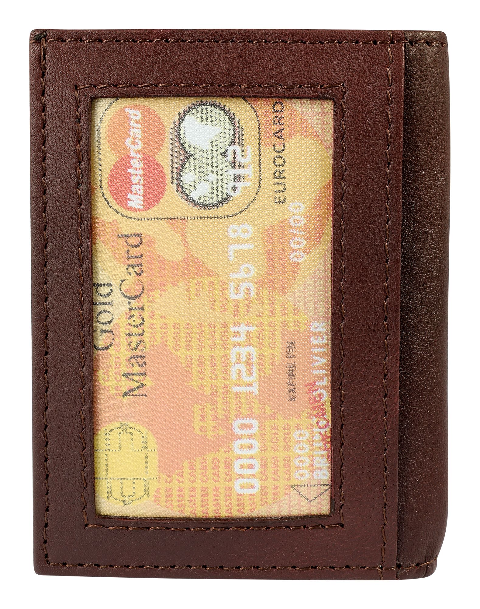 Excellanc Mini-Geldbörse aus Echtleder, Hochformat, duneklbraun